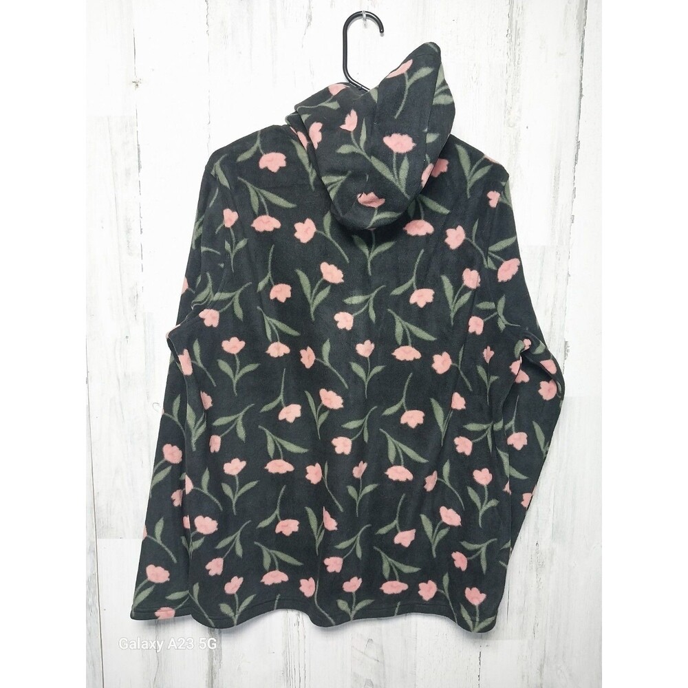 O’Neill Women’s Half Zip Fleece Pullover Hoodie Large L Black Floral - Picture 3 of 5